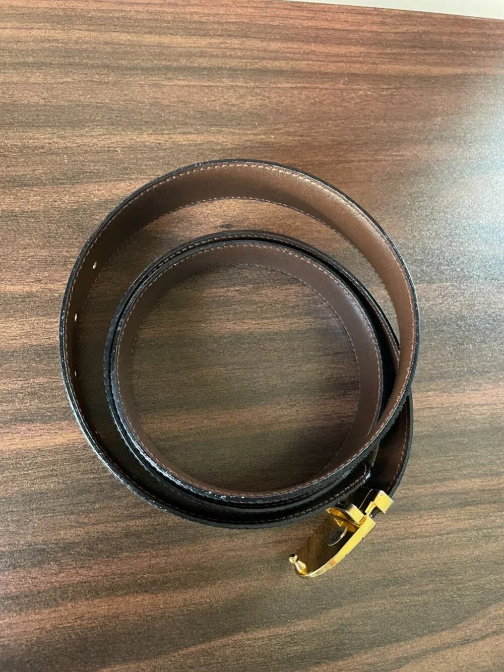 Christian Dior Vintage Reversible Leather Belt — Black, Sz 42, Italy